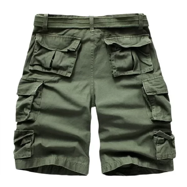 Bermuda masculina de verão com bolsos, meia calça camuflada, casuais soltos de camuflagem, altura do joelho com cinto. - Image 4