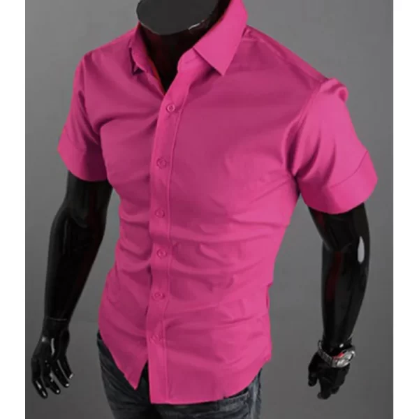 Camisa manga curta masculina, verão Slim Fit, de negócios sociais, marca de luxo,  de Linho, social. - Image 19