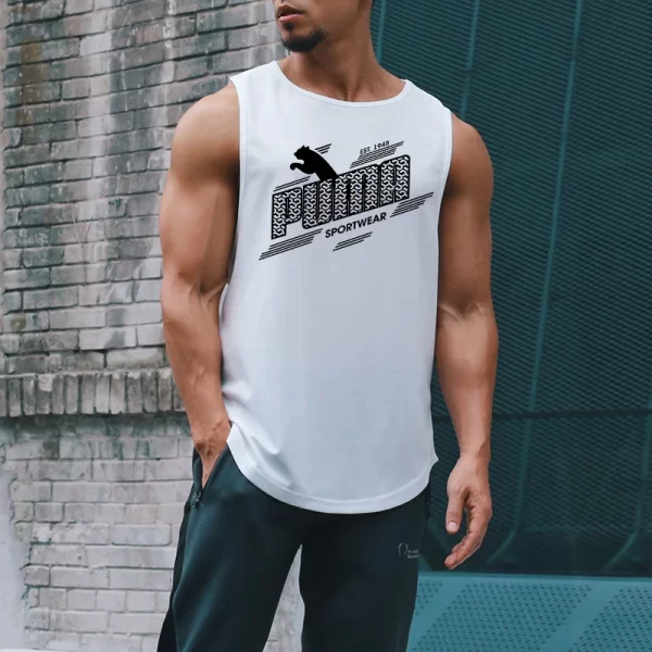 Camiseta regata masculina, tops esportivos de fitness, respirável, ajuste solto, treinamento, sem mangas,  de secagem rápida, roupas de ginástica, verão. - Image 2