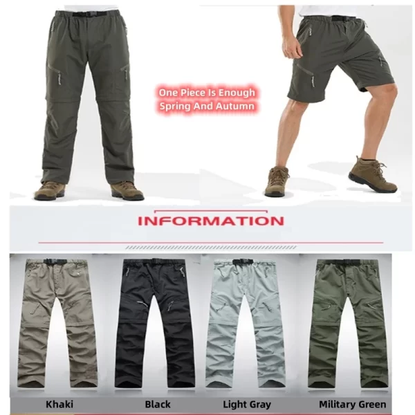 Calças removíveis impermeáveis táticas masculinas, secagem rápida, ao ar livre, caminhadas, esporte, calças respiráveis, camping, trekking, táticas de verão. - Image 5