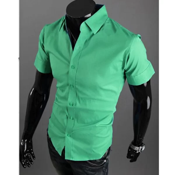 Camisa manga curta masculina, verão Slim Fit, de negócios sociais, marca de luxo,  de Linho, social. - Image 12