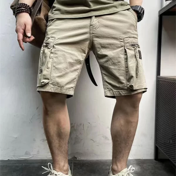 Bermuda masculina,  de bolsos, de algodão, monocromático, respirável, casual, novo, verão, moda. - Image 4