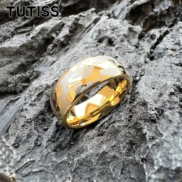 Anel unissex, TUTISS-Tungsten Wedding Band, Cool Pattern, Gravado Comfort Fit, Amazing Design, 6mm, 8mm - Image 11