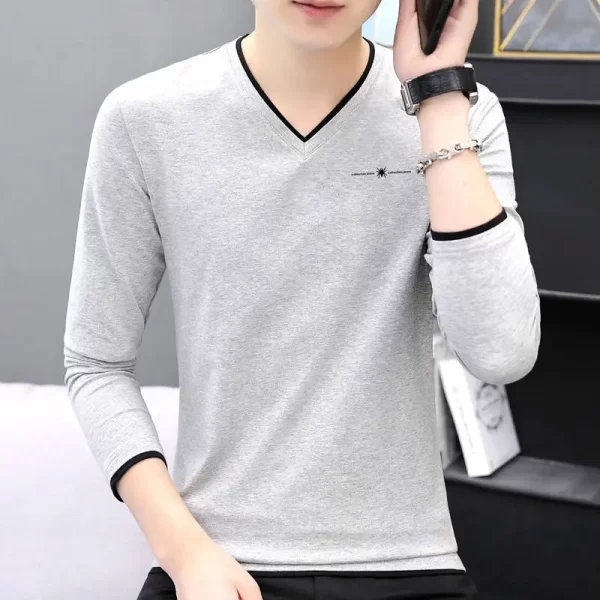 Pulôver de manga comprida, masculino, monocromático de algodão puro, camisetas, soltas casuais, moda high street, nova moda primavera, outono - Image 13