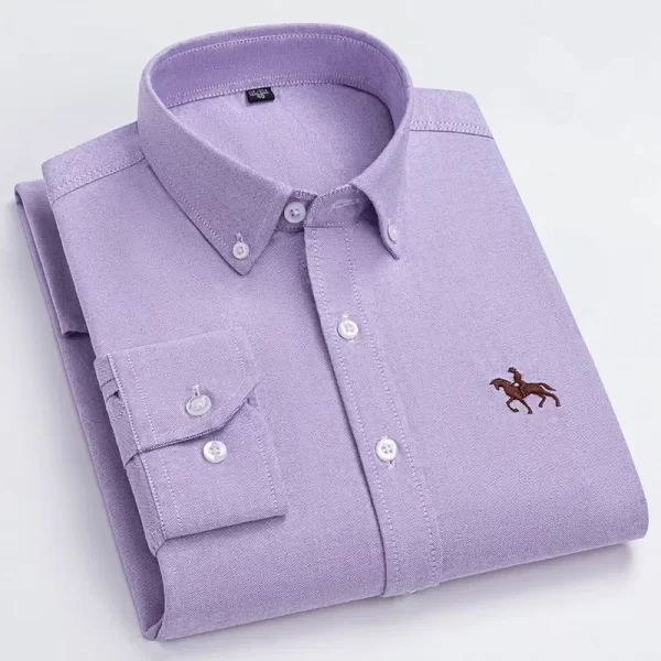 Camisa manga longa masculina,  Oxford, 100% algodão,  bordadas de cavalo, streetwear extragrande, listra xadrez, casual, lazer, Plus 6XL - Image 17