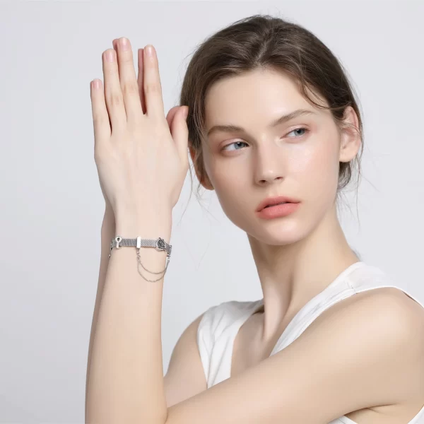 Pulseira feminina, 925 de alta qualidade prata esterlina contas clipe de moda, se encaixam reflexões original pulseira encantos femme jóias - Image 5
