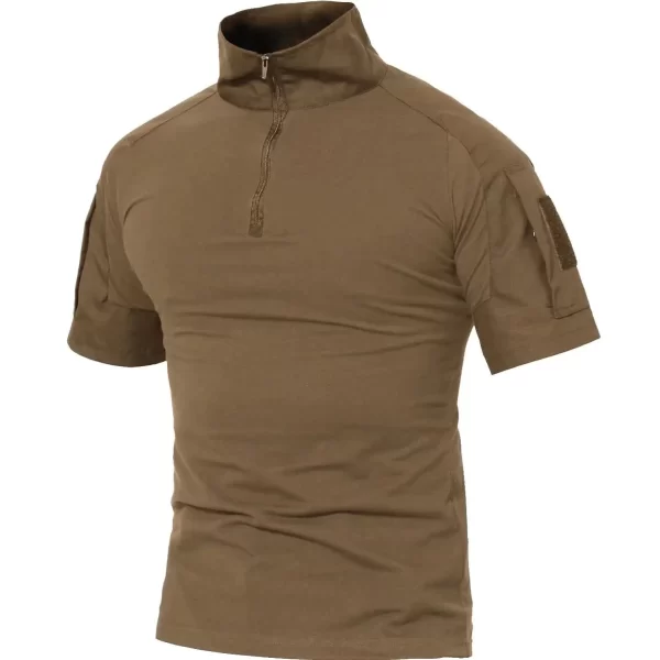 Camiseta masculina manga curta, Tacvasen, com bolsos com zíper, cor sólida, estilo safári, para caminhadas, roupas de trabalho, verão. - Image 13