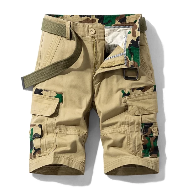 Bermuda masculina,  de camuflagem, de praia de algodão multi-bolso, corredores casuais, primavera e verão. - Image 16