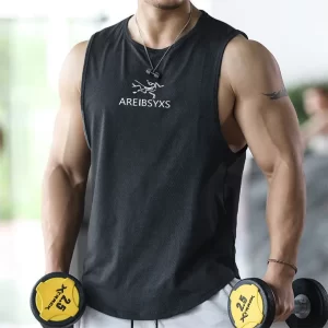 Camiseta regata masculina,  de secagem rápida esportes malha, mangas regata, marca impressão, roupas de fitness, basquete, treinamento, colete multicolor.
