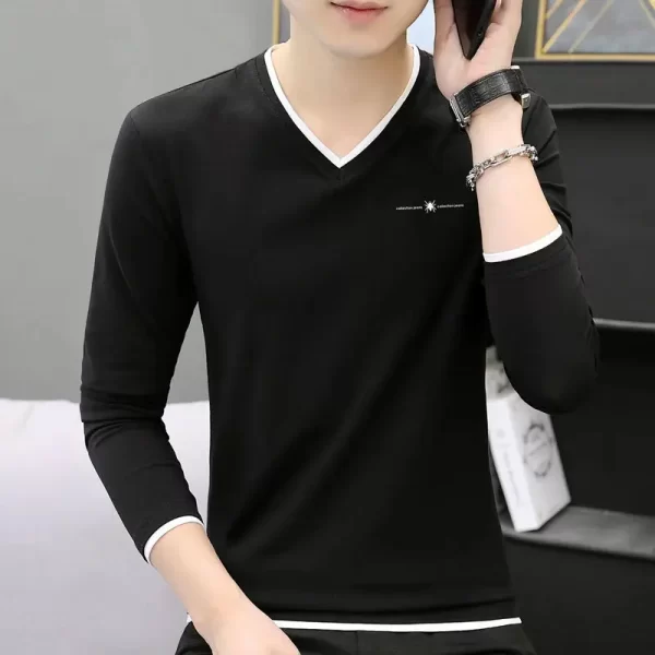 Pulôver de manga comprida, masculino, monocromático de algodão puro, camisetas, soltas casuais, moda high street, nova moda primavera, outono - Image 9