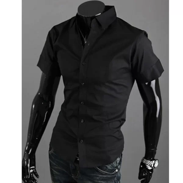 Camisa manga curta masculina, verão Slim Fit, de negócios sociais, marca de luxo,  de Linho, social. - Image 3