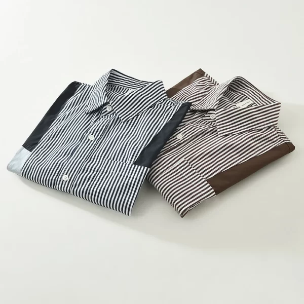 Camisa masculina, manga longa, listrada, algodão puro, roupas de grife casual, moda extra grande. - Image 6