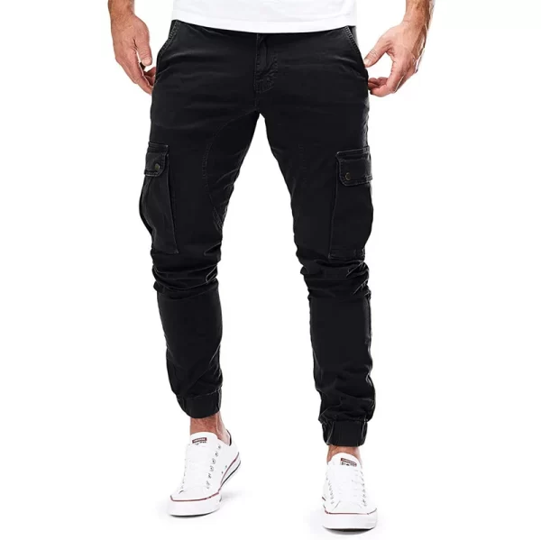 Calça masculina tecida multibolso de cor sólida, slim fit, moda casual, esportes de rua, roupa de corrida, primavera e outono - Image 13