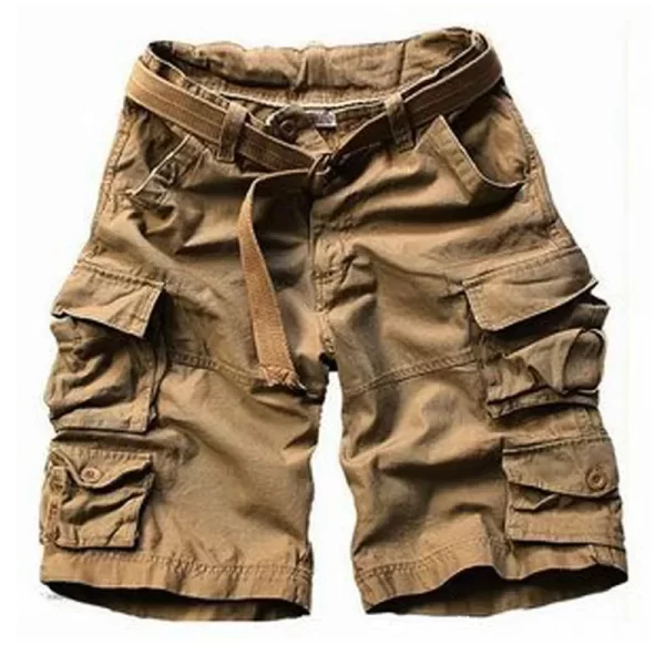 Bermuda masculina de verão com bolsos, meia calça camuflada, casuais soltos de camuflagem, altura do joelho com cinto. - Image 8