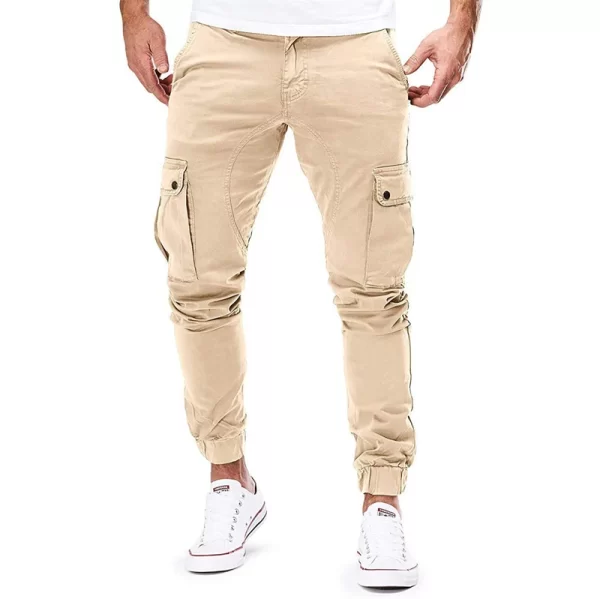 Calça masculina tecida multibolso de cor sólida, slim fit, moda casual, esportes de rua, roupa de corrida, primavera e outono - Image 15