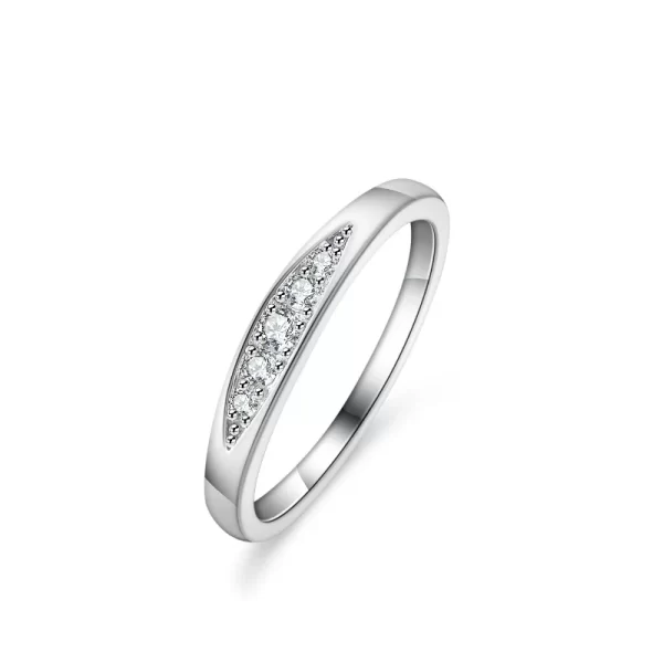 Anel feminino, Moissanite Corte Redondo Bandas, De Casamento, Anel De Prata 925, Cor D,  Moda.