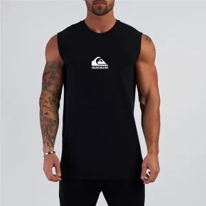Camiseta regata masculina respirável sem mangas, colete elástico, camisa de musculação, roupas de ginástica ao ar livre, verão.