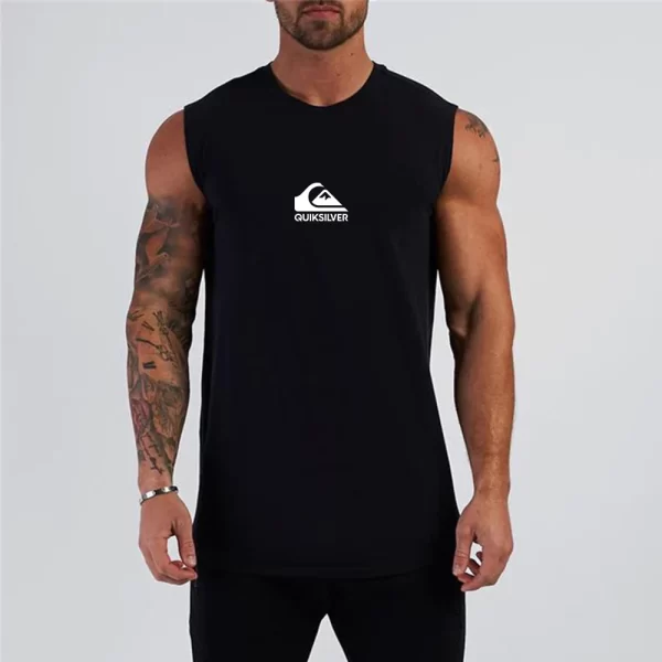 Camiseta regata masculina respirável sem mangas, colete elástico, camisa de musculação, roupas de ginástica ao ar livre, verão.