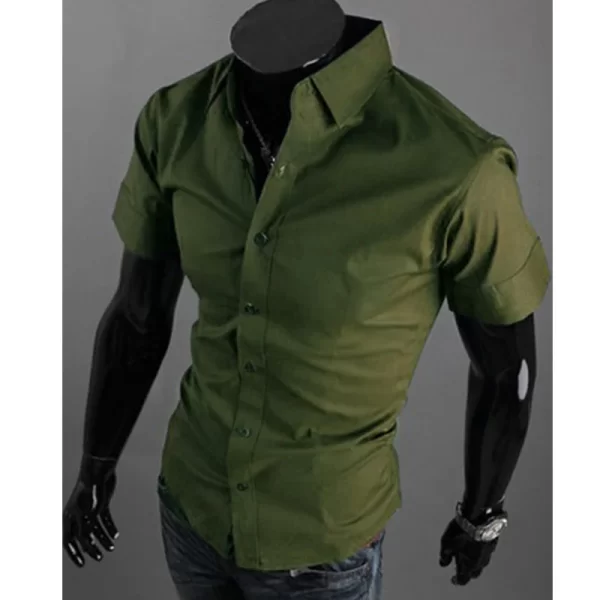 Camisa manga curta masculina, verão Slim Fit, de negócios sociais, marca de luxo,  de Linho, social. - Image 10