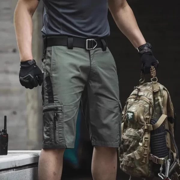 Bermuda táticas impermeáveis masculinas, com vários bolsos, camuflagem ao ar livre, Ripstop Cargo, calças cortadas, Zip, verão. - Image 2