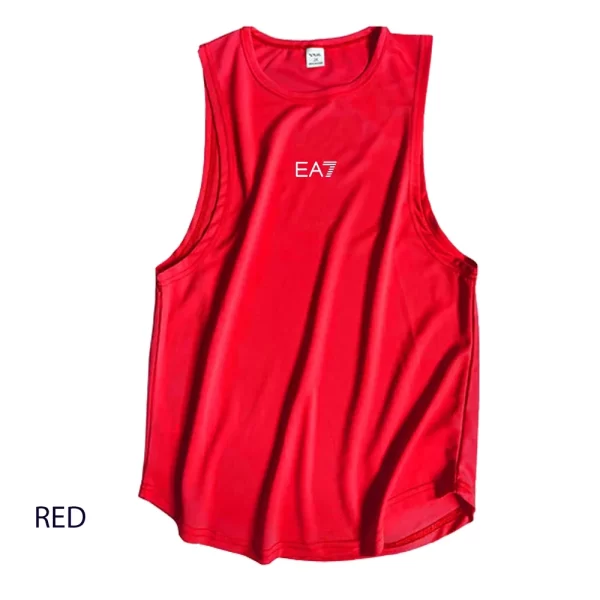 Camiseta regata masculina respirável de musculação, de ginástica, sem mangas, estampa de marca, esportes, basquete, treinamento, verão. - Image 26