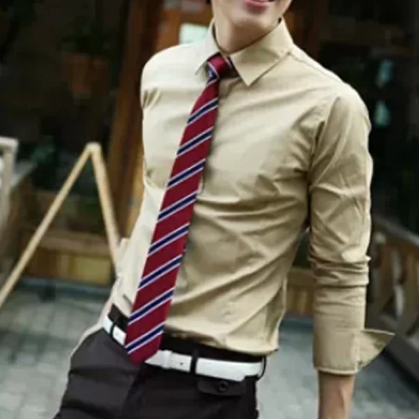 Camisa masculina manga longa, casual, justa, camisas sociais, tops monocromáticos, preto e branco, verão. - Image 3