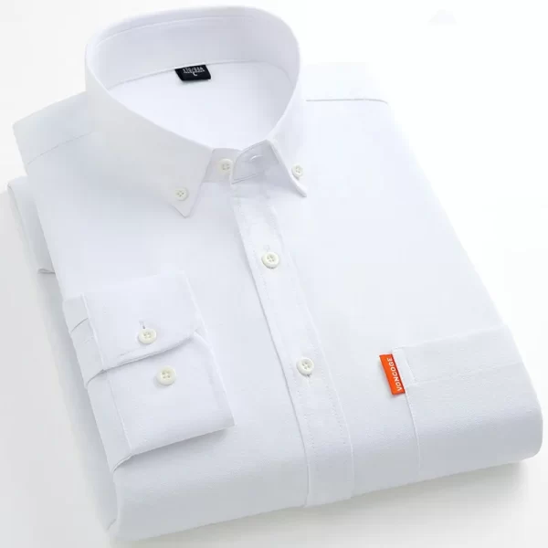 Camisa masculina, manga longa, estilo designer, 100% algodão, Oxford Business, encaixe fino, monocromático, tamanho grande M-5XL, alta qualidade, novo. - Image 4