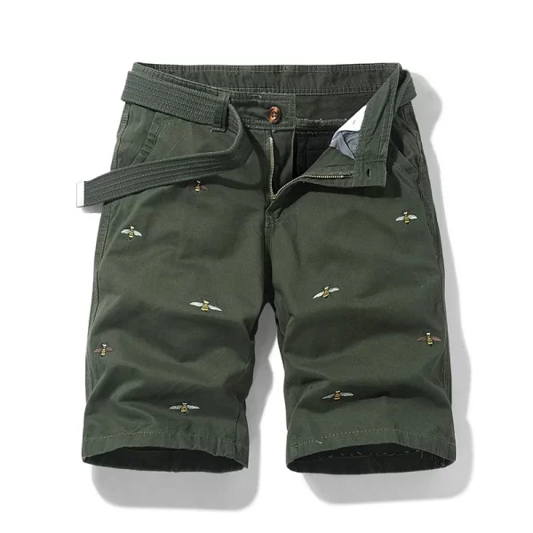 Bermuda de praia masculino bordado com mel, de rua de algodão casual soltos, moda exterior, roupas de trabalho, novo verão. - Image 2