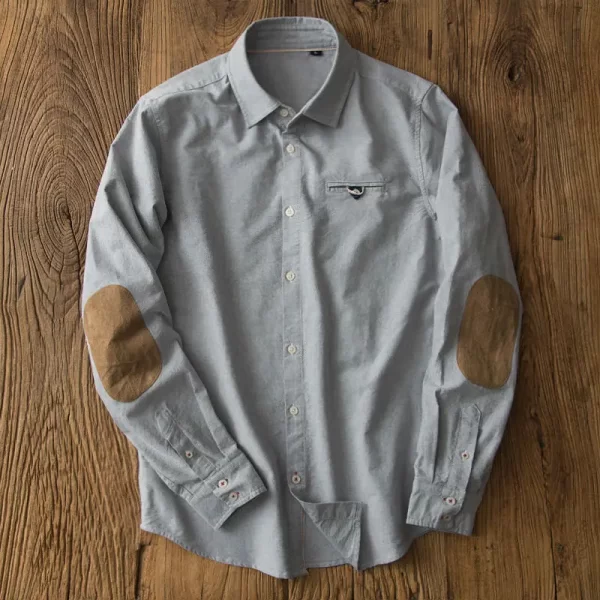 Camisa masculina manga longa. algodão puro, com gola polo com botões de retalhos, moda casual, vintage, novo, primavera, outono. - Image 10