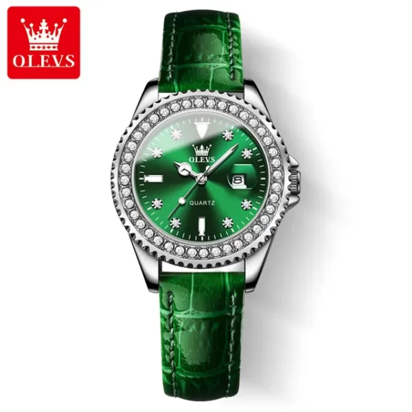 Relógio de pulso feminino, OLEVS Original Diamond Dial Quartz Watch, Moda Elegante,  De Aço Inoxidável À Prova D 'Água. - Image 9