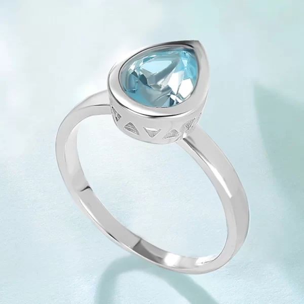 Anel feminino prata esterlina sintética, Laya 925, pera-em forma de cristal colorido simples moldura anel de ajuste, original jóias modernas. - Image 9