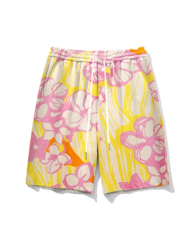 Shorts masculino tendência hip hop, Zooy-retro com lace-up, tendência hip hop, flor, pássaro, moda, tamanho grande, l-9xl - Image 4