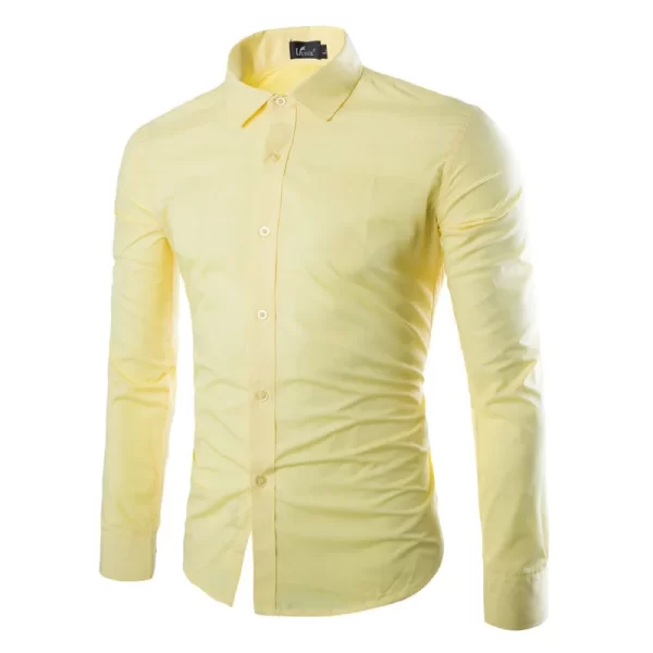 Camisa masculina manga longa, casual, justa, camisas sociais, tops monocromáticos, preto e branco, verão. - Image 21