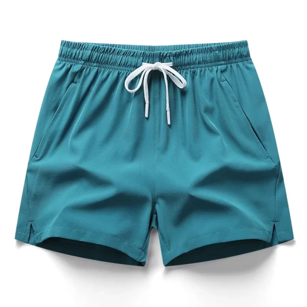 Shorts elásticos casuais masculinos, de corrida, calças curtas esportivas fitness, de praia respiráveis, bermudas frias, verão. - Image 7