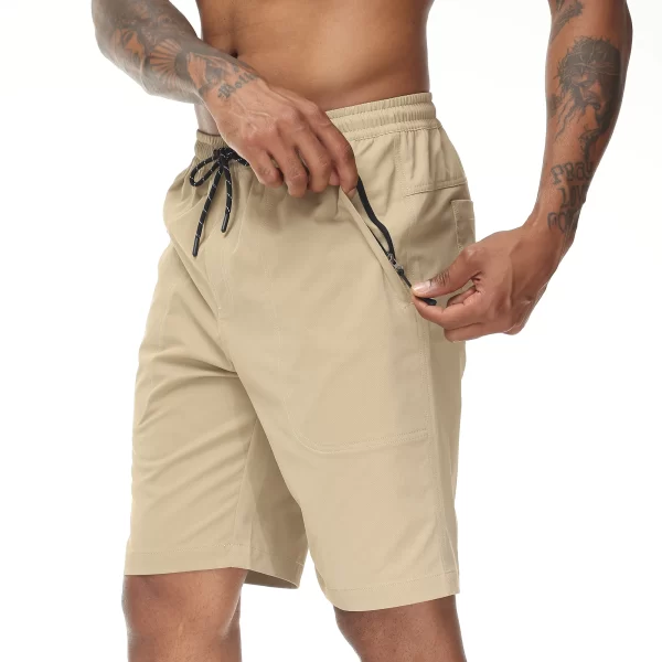 Bermuda masculina casual com cordão, calça esportiva de jogging sólida, leve de alta qualidade, elástico na cintura, verão. - Image 3