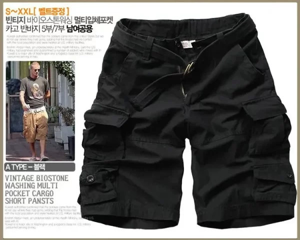 Bermuda masculina de verão com bolsos, meia calça camuflada, casuais soltos de camuflagem, altura do joelho com cinto. - Image 14