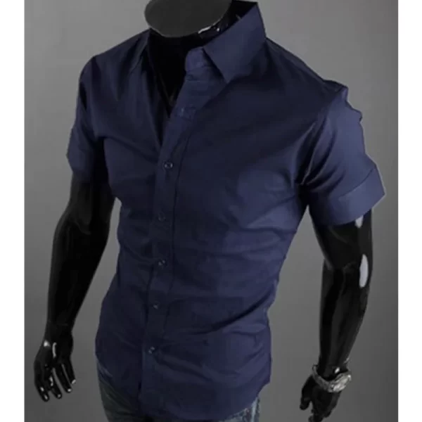 Camisa manga curta masculina, verão Slim Fit, de negócios sociais, marca de luxo,  de Linho, social. - Image 6