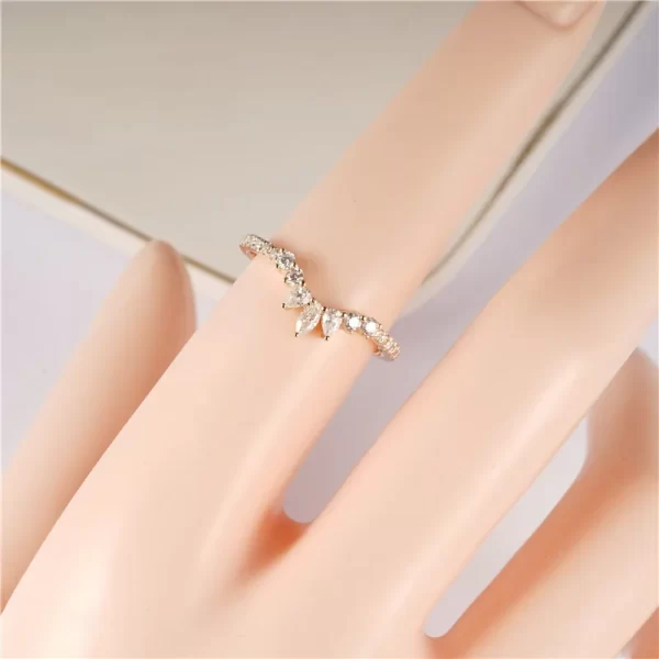Anel de diamante, CxsJeremy-Moissanite, 14K, 585 Ouro Amarelo, Banda de casamento curvo, Unique Bridal Stacking,  Presente. - Image 6