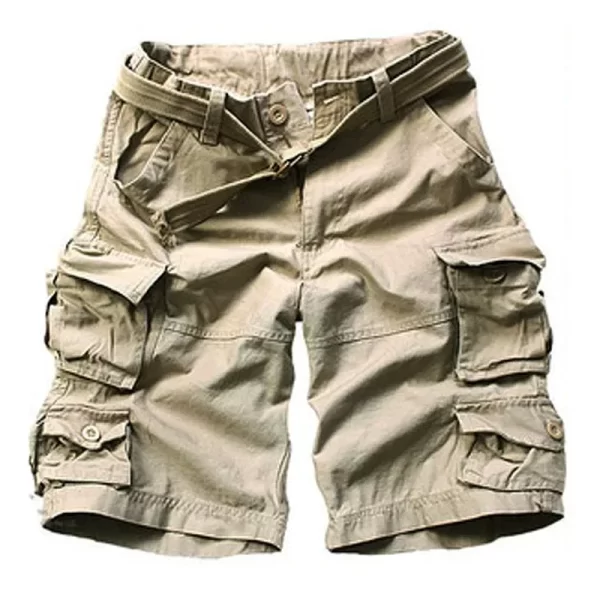 Bermuda masculina de verão com bolsos, meia calça camuflada, casuais soltos de camuflagem, altura do joelho com cinto. - Image 13