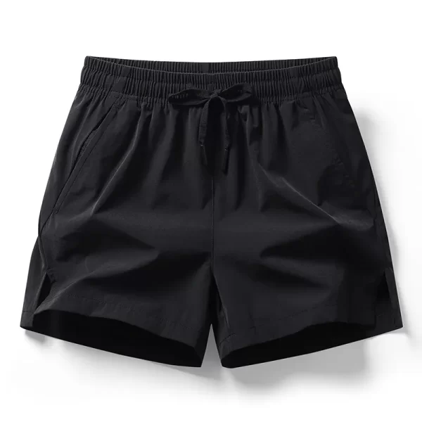 Shorts esportivos de seda de gelo casual masculino, elástico na cintura, bolso dividido, cor sólida, na moda, verão, Fitness. - Image 6