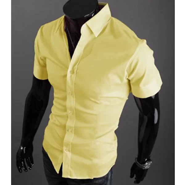 Camisa manga curta masculina, verão Slim Fit, de negócios sociais, marca de luxo,  de Linho, social. - Image 7
