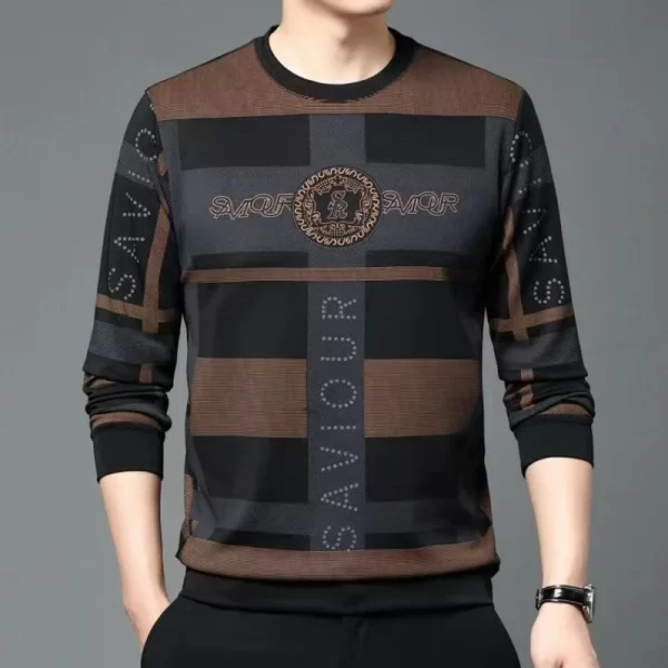 Pulôver masculino com gola redonda, manga comprida, solto, estampa de letras, moda casual, top vintage, primavera, outono, novo. - Image 3