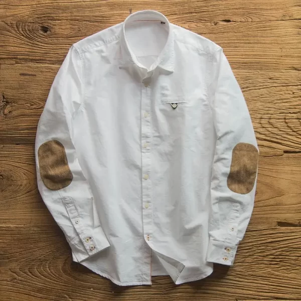 Camisa masculina manga longa. algodão puro, com gola polo com botões de retalhos, moda casual, vintage, novo, primavera, outono. - Image 9