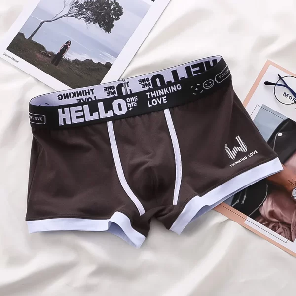 Cueca Boxer masculina, Esporte antibacteriano respirável, roupa íntima de algodão puro, cintura média, cueca de canto plana, moda confortável - Image 6