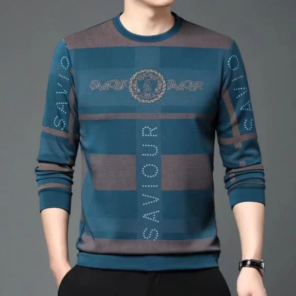 Pulôver masculino com gola redonda, manga comprida, solto, estampa de letras, moda casual, top vintage, primavera, outono, novo. - Image 4