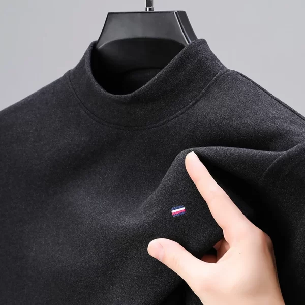 Camiseta de veludo alemão manga longa masculina, com gola simulada, bordada, High End, Luxo, moda casual, fundo quente, negócio. - Image 5