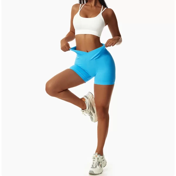 Shorts de ioga sem costura de cintura alta feminino, apertados e sem costura, nádegas de pêssego, estilo europeu e americano, para corrida e fitness. - Image 3