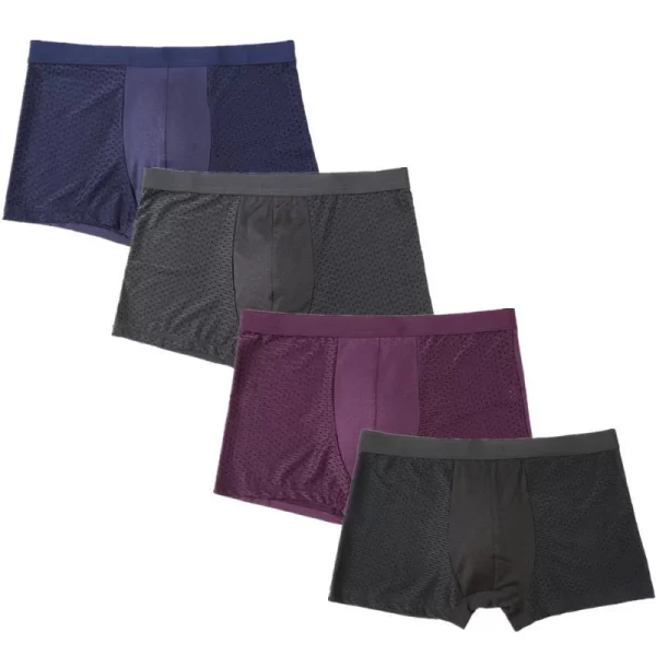 Cueca boxer masculina, 4 pçs/lote fibra de bambu, plus size xxxxl,  tamanho grande respirável roupa interior 4xl 5xl 6xl 7xl 8xl - Image 12