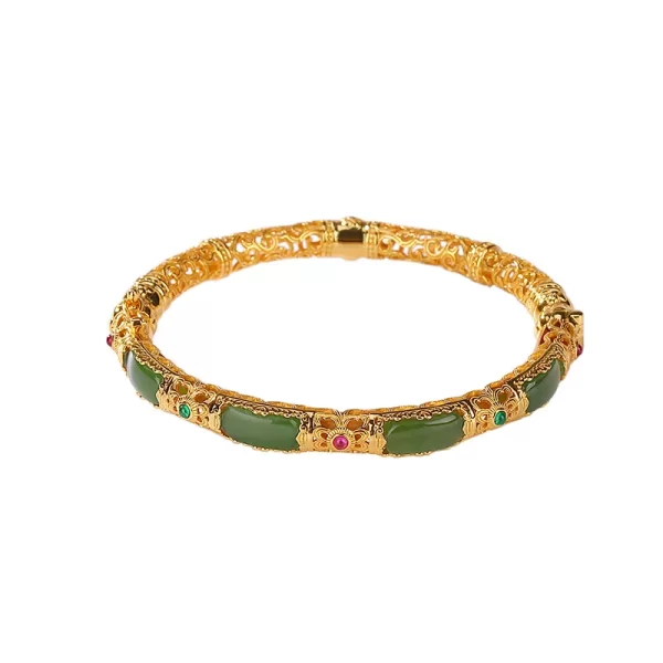 Pulseira de pedras preciosas, feminina,  Hetian Jade Jasper, Filigrana, Auspiciosa Nuvem, Ruyi Moda Openwork, Novo Estilo Chinês, Presentes Artesanais de Jóias - Image 5