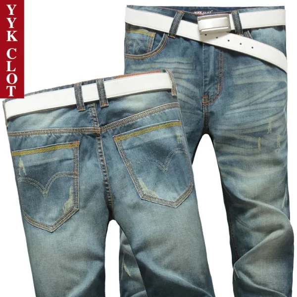 Calças jeans casuais largas masculinas para motocicletas,  grandes, cortadas masculinas, originais - Image 3